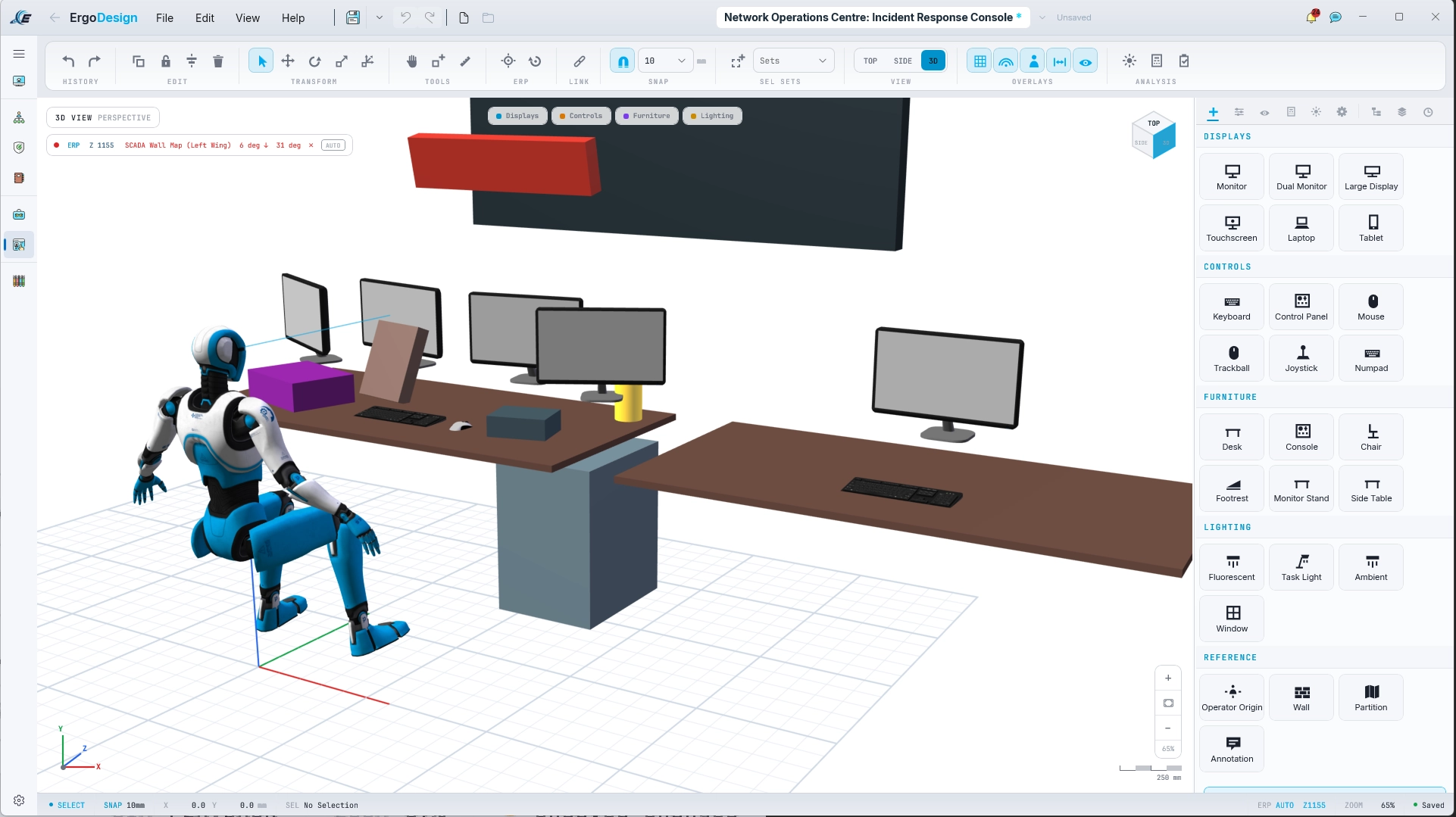 ErgoDesign workstation model in 3D